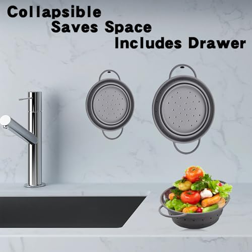 Collapsible Colander with Handle (Gray L)