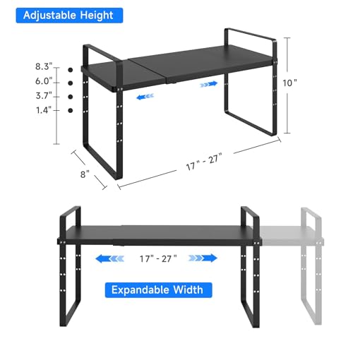 Expandable Cabinet Shelf Organizer (Black Small)