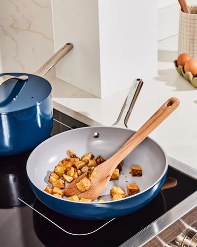Ceramic Fry Pan Duo with Glass Lids (1x 10.5 IN & 1x 8 IN / Gray)