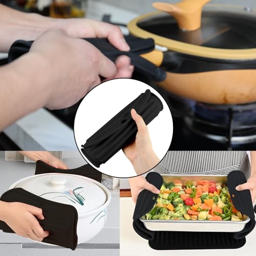 4 - Pack Multi - Purpose Silicone Mats | Heat Resistant Pot Holders for Kitchen | Non - Slip Hot Pads for Hot Pots, Pans & Quartz Countertops | Gray Kitchen Mats (Brown) (Brown)