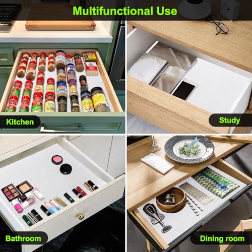 Spice Drawer Organizer Insert (1Pack-19" x 12.9" / White)