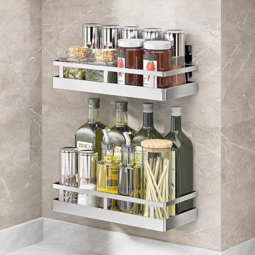 SUS304 Stainless steel Wall Mount Spice Rack Storage Basket (11.8Inch 1PC)
