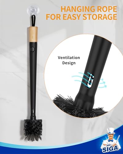 Water Bottle Brush and Straw Cleaner Brush with Long Handle (Black)