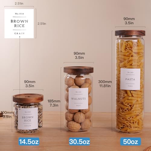 5 Set Glass Pantry Storage Jars with Acacia Airtight Lid (30 oz (5 pcs))
