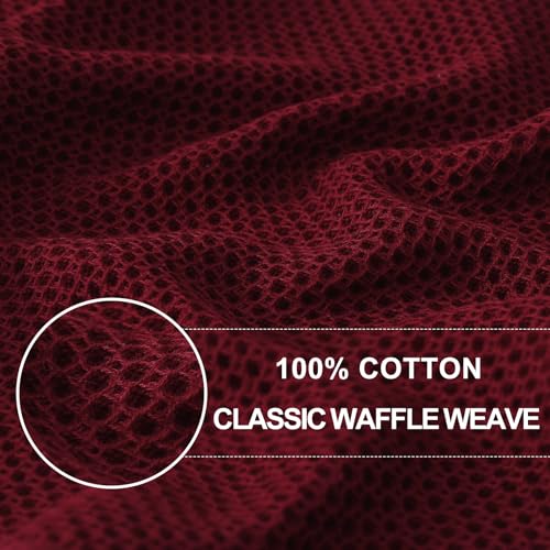100% Cotton Waffle Weave Kitchen Dish Towels 12 (Burgundy / 13 X 28 - 12 Pack)