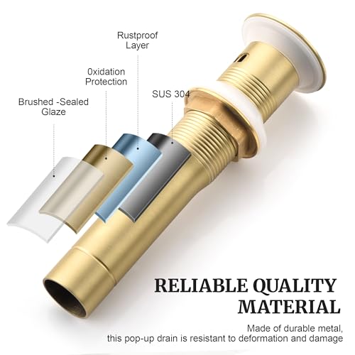 Bathroom Sink Stopper (With Overflow / Gold Brushed)