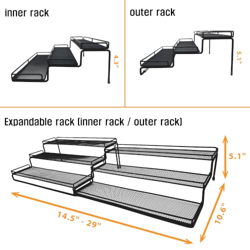 3 Tier Wide Expandable Cabinet Spice Rack Organizer (Large & Wide)