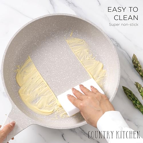 Non Stick Cast Aluminum Cookware Set (Cream Rhombus / 11 Pc.)