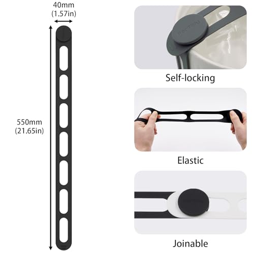 Silicone Latch Strap for Slow Cooker Lid (Black*4 / 55 cm)