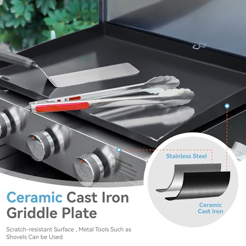 3 Burner Propane Gas Griddle Flat Top Grill for Outdoor Cooking BBQ (Free Standing Griddle)