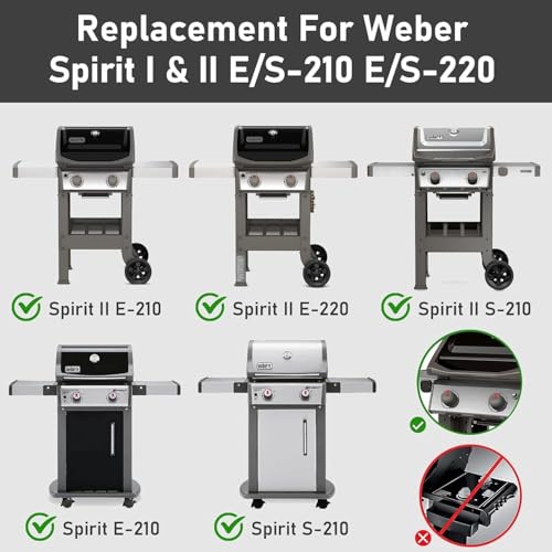 7637 Cast Iron Griddle Grates for Weber Spirit 200 Grill Parts (17.5" x 10.2" x 2.1")