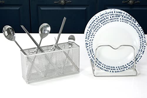 Kitchen Utensil Chopsticks Perforated Holder with Hooks (Large Rectangle)