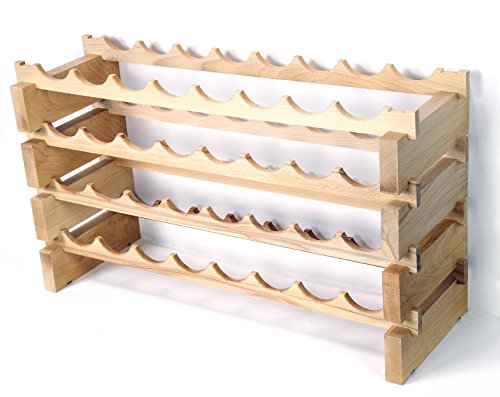 Modular Wine Rack Beechwood 32 (32 Bottles - 4 Rows)