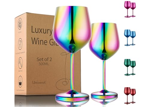 Unbreakable Stainless Steel Wine Glasses Set of 2 (Mirror Colorful / Set of 2)