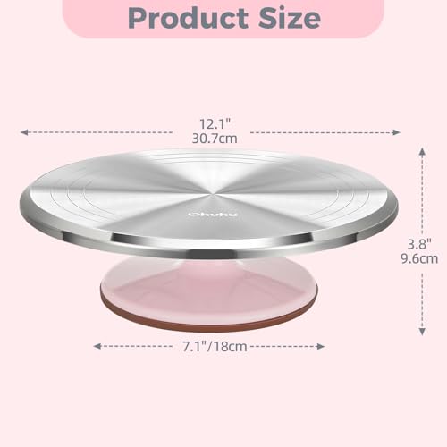 Cake Stand Aluminium 12''Cake Turntable Decorating Bakery Supplies (Pink / Single 12 inch)