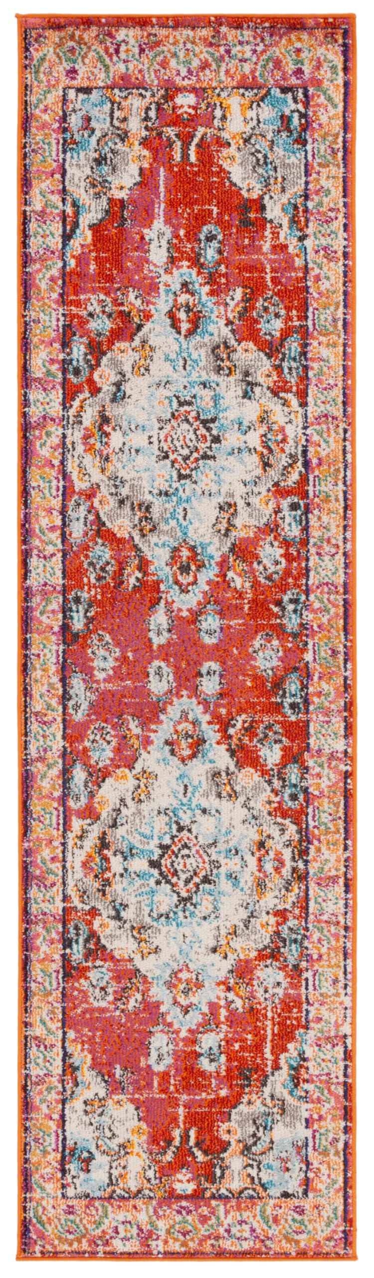 Monaco Runner Rug 2'2"x20' (2'2" x 20' (Runner) / Orange/Light Blue)