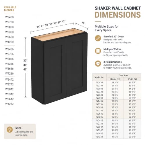 Wall Mounted Cabinet (Charcoal Black / 27" W x 12" D x 30" H)