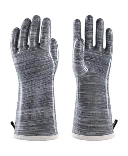 wahoo 12 Inch Liquid Silicone Oven Mitts (Gray / XL/10)