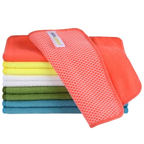 Dish Cloth for Washing Dishes Kitchen Washcloth Cleaning Cloth (Assorted Color-5 / 7.87inchx7.87inch 10pack)