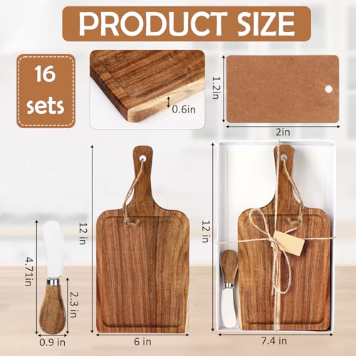 16set Acacia Wood Charcuterie Board with Knife (12 x 6 Inches)