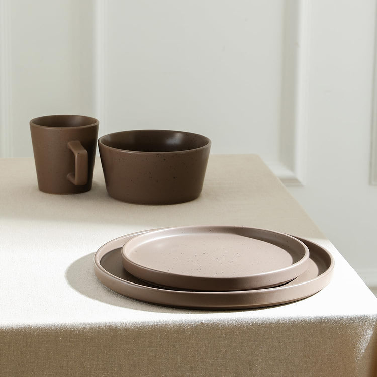 Celina Stoneware 16 (Dinnerware Set / Service For 4 / Matte Brown)
