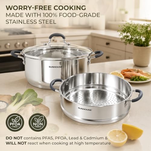 3.1 QT Stainless Steel Steamer Pot for Cooking Vegetables (3.1 Quarts)