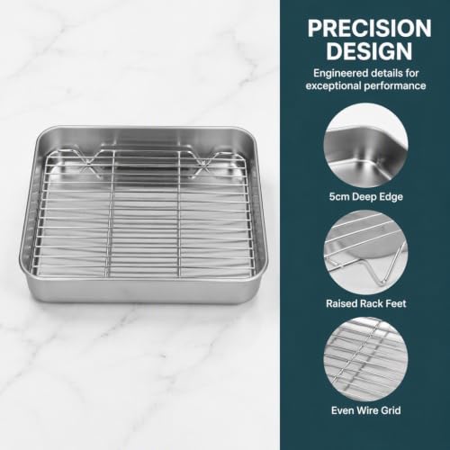 Rectangular Roasting Pan and Rack (9.3×6.9×2in)