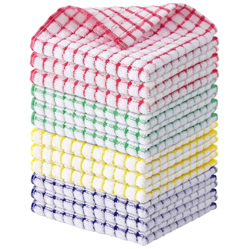 Cotton 12 Pack Terry Kitchen Dish Cloths (Mixed Color / 12 X 12 - 12 Pack)