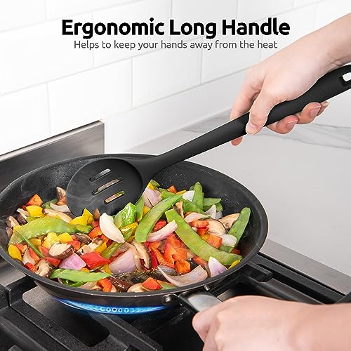 Silicone Slotted Spoon ((2) Black)