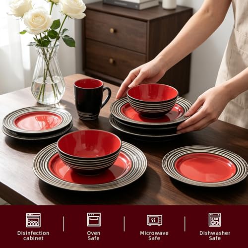 HomeVss 16 Piece Dinnerware Set (Strawberry / Service for 4 - 16pc Set)