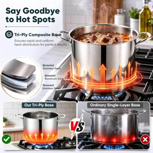 14 Quart Stainless Steel Stock Pot with Lid (14 Quarts)