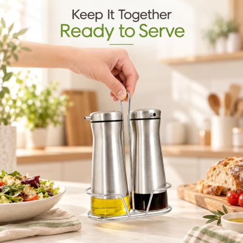 Oil And Vinegar Dispenser Set with Caddy (Clear)