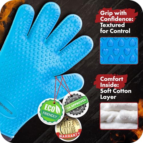 S Silicone Pizza Oven Gloves (Blue / Small)