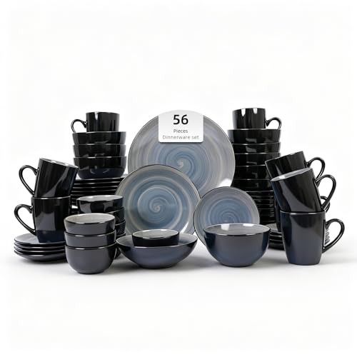 HomeVss Stoneware Sonoma Dinnerware Set (56pc Set / Gray)