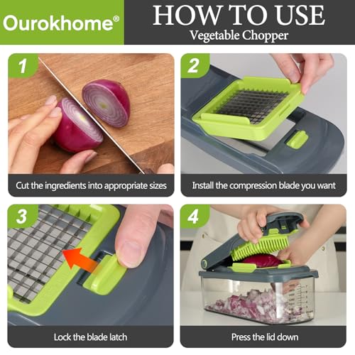 Veggie Chopper and Dicer with Container (Green / 12 blades)