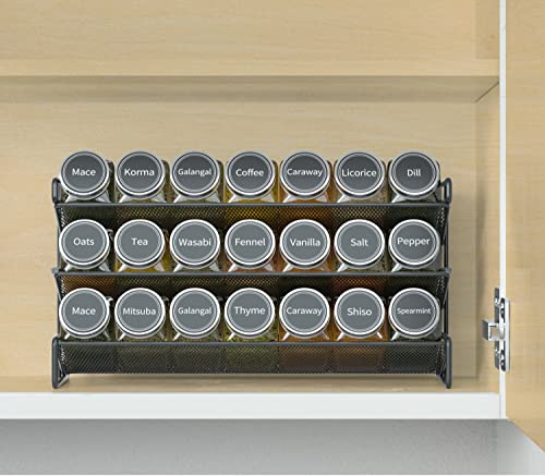 Spice Rack Organizer with 21 Spice Jars (13.4"W × 9"H / Black)