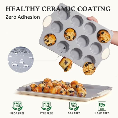 Ceramic Coated Nonstick 12 (Cream / 12 Cup Muffin Pan (1 pack))