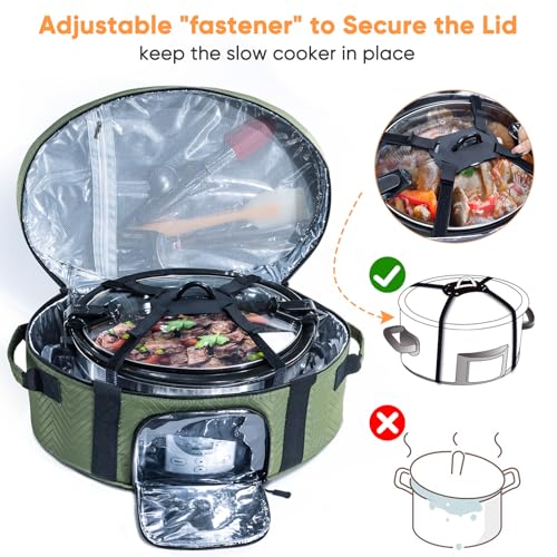 Insulated Slow Cooker Carrying Bag for 6 (Style A / Green)