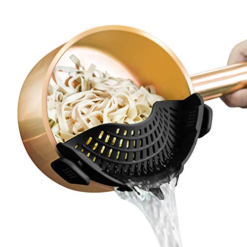 Clip On Strainer Silicone for All Pots (Black / Standard 8.86 x 3.55 in)
