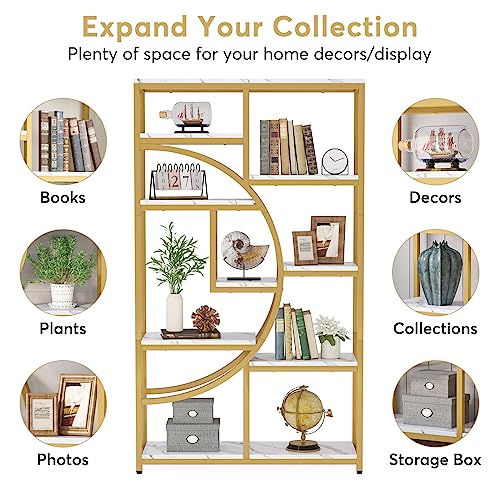 Bookshelf Industrial Etagere Bookcase (Gold / 2 Pack)