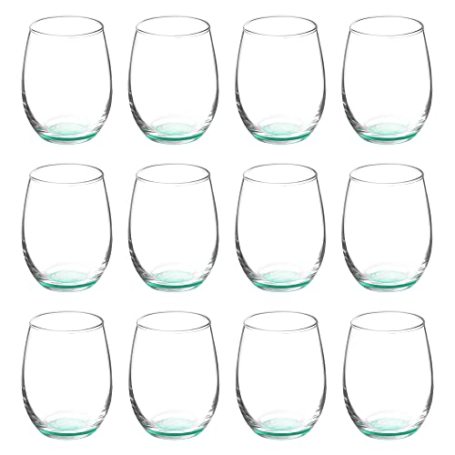 Stemless Wine Glasses by ARC 5.5 oz. Set of 12 (Blank - Green / 12 Glasses)