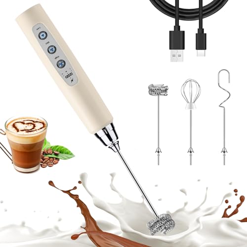 Beige Milk Frother Wand for Coffee (Beige)