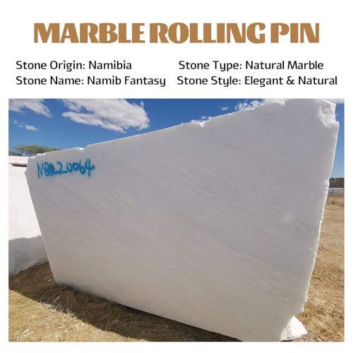 African Natural Marble French Rolling Pin (Columnar White Marble 12 Inch)