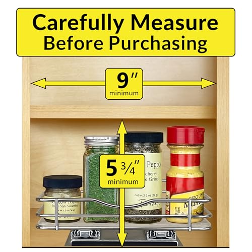 Pull Out Spice Organization for Cabinets (Chrome / 8-1/4" - 1 Tier)
