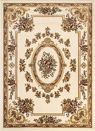 Pastoral Medallion Ivory French European Formal Traditional (7'10" x 10'6" (Rectangular) / Ivory)