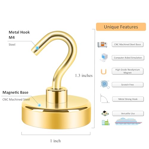 Magnetic Hooks (Gold / 1.02 inches)