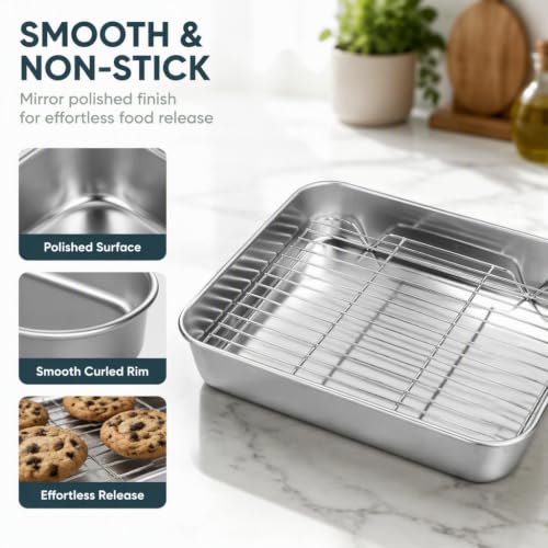 Rectangular Roasting Pan and Rack (9.3×6.9×2in)
