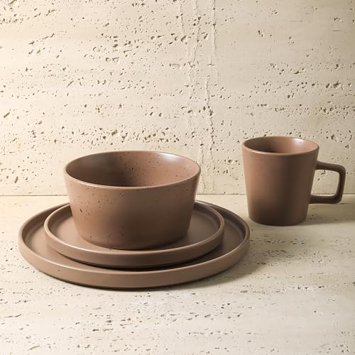 Celina Stoneware 16 (Dinnerware Set / Service For 4 / Matte Brown)
