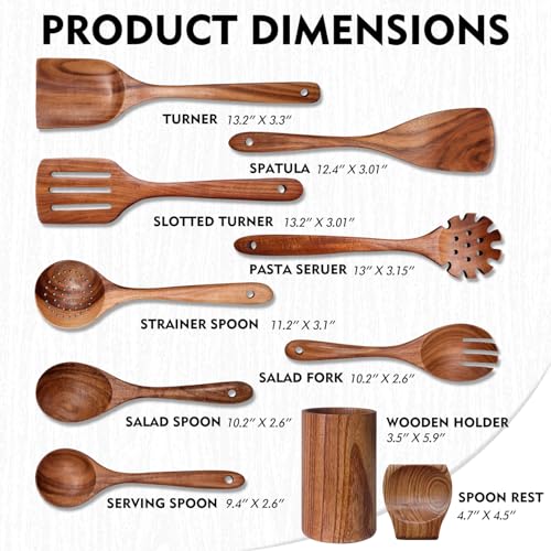 Wooden Spoons for Cooking 10 Pieces Set (10 Piece Set)