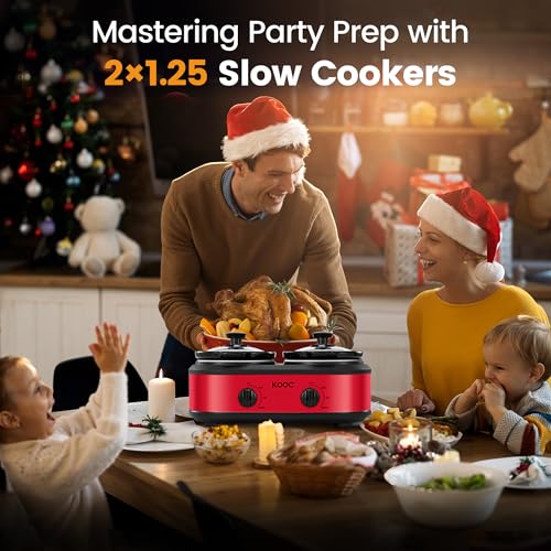 Double Small Slow Cooker (2.5 Quarts / Red)